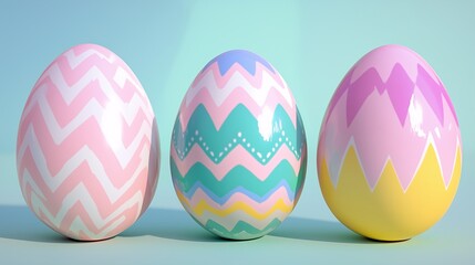 Fototapeta premium Colorful Painted and Decorated Easter Eggs, Vibrant Spring Holiday Decoration with Copy Space.