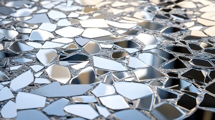 Fototapeta premium 3D Broken Glass Window with Geometric Cubes and Digital Design Blocks