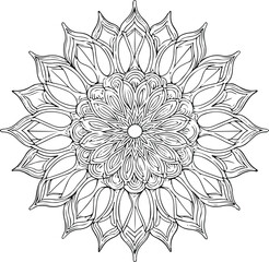 coloring page for adults, mandala design, clean line art, white background, no shading or black fill 2.eps
