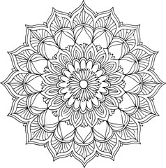 coloring page for adults, mandala design, clean line art, white background, no shading or black fill 9.eps