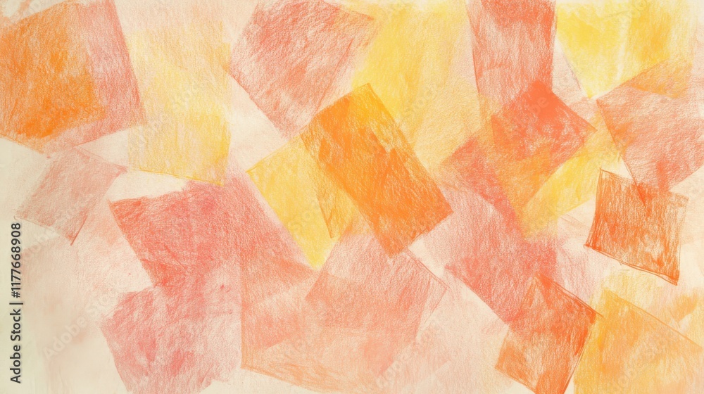 Aufkleber Abstract pencil strokes create a vibrant pattern of warm colors in a dynamic composition
