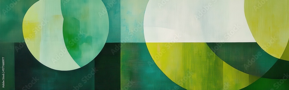Poster Vibrant emerald abstract shapes overlap to create a visually dynamic composition of color and form