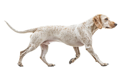 spotted dog walking gracefully on transparency background, showcasing its sleek body and alert expression