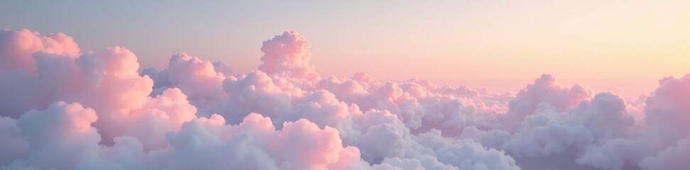 Fototapeta premium Soft pink hue and creamy white clouds at dusk, white, soft