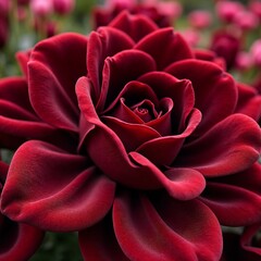 Naklejka premium Velvet red flower in a close-up view showcasing its rich texture and detail