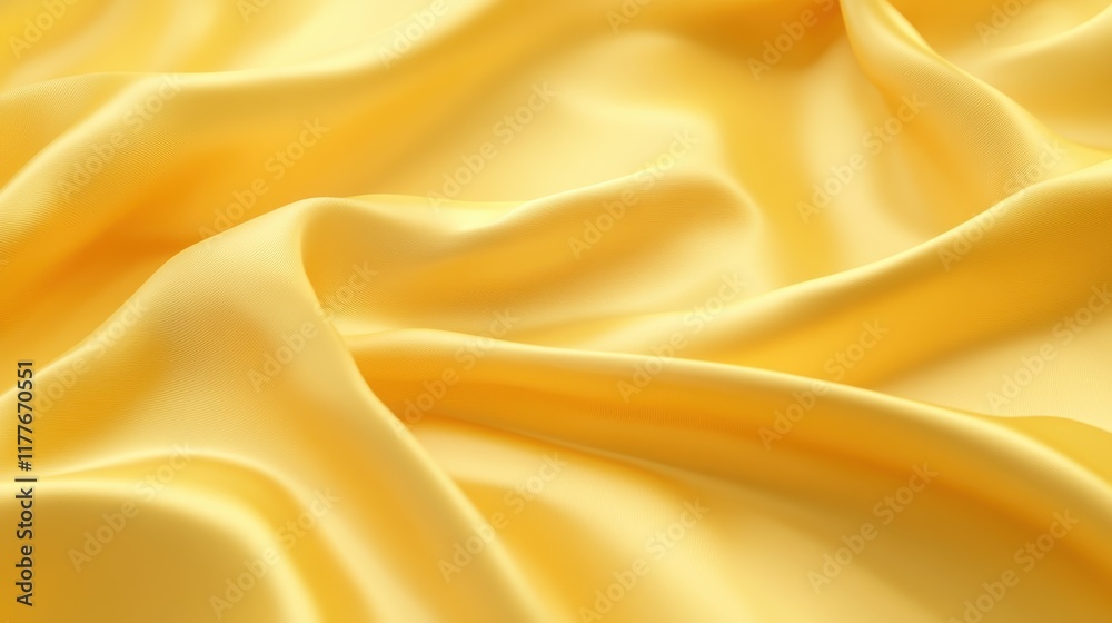 Poster soft goldenrod yellow fabric draped elegantly with gentle folds and textures for decorative use or d