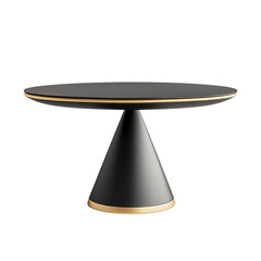 Modern Black Table with Gold Accent and Unique Cone Base Design