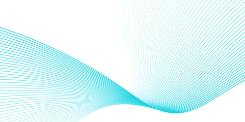 White abstract background with blue flowing wave lines. Minimalist wavy lines. Modern design element.