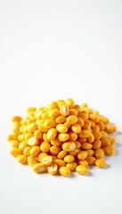 Large pile of dry corn seeds isolated on white surface, seeds, photograph