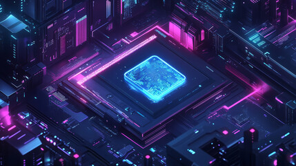 Fototapeta premium Hologram key. The laptop is an isometric view. Future technology. Information security technology
