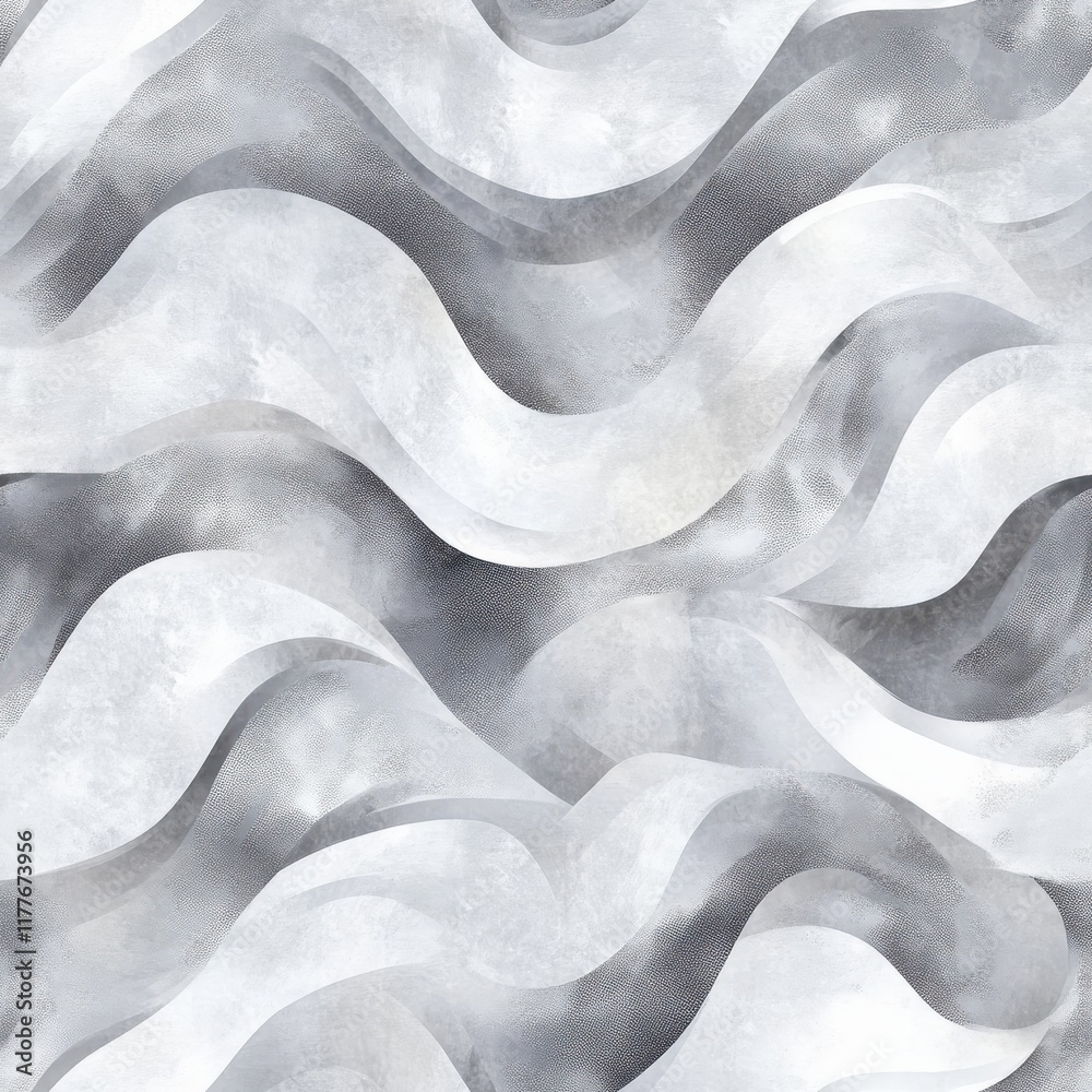 Poster gentle doodle watercolor waves in soft monochrome tones create a calming atmosphere for any creative