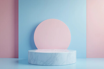 Fototapeta premium This abstract image showcases a modern colorful display podium ai generative