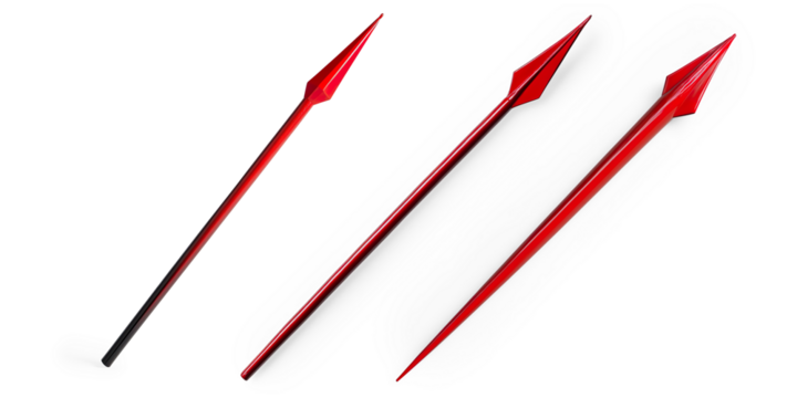Red Arrowhead on Black Stick on a Transparent Background