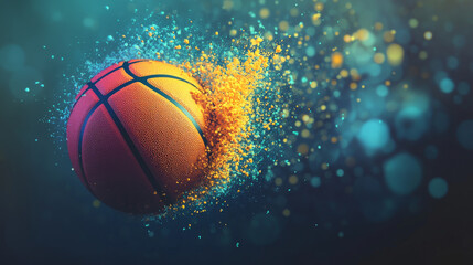 The basketball from the blue points of light. Two basketball player of the particles. Vector illustration.