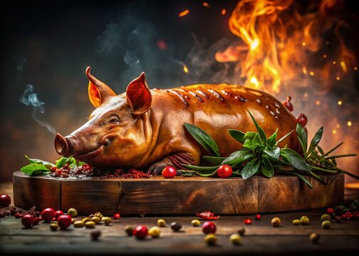 Roasted Suckling Pig, Culinary Delights, Gourmet Food Photography