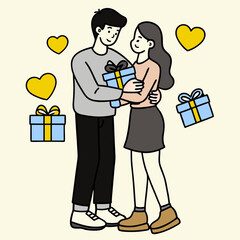 man and person with gift