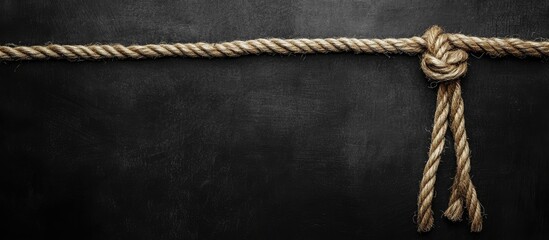 Black chalkboard with rope knot decoration providing ample space for text insertion and creative messaging options in a minimalistic design