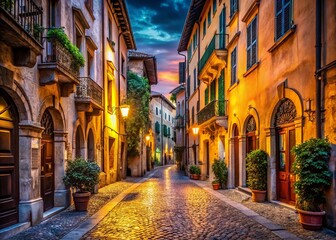 Obraz premium Romantic Evening Street Scene in Verona, Italy - Low Light Photography