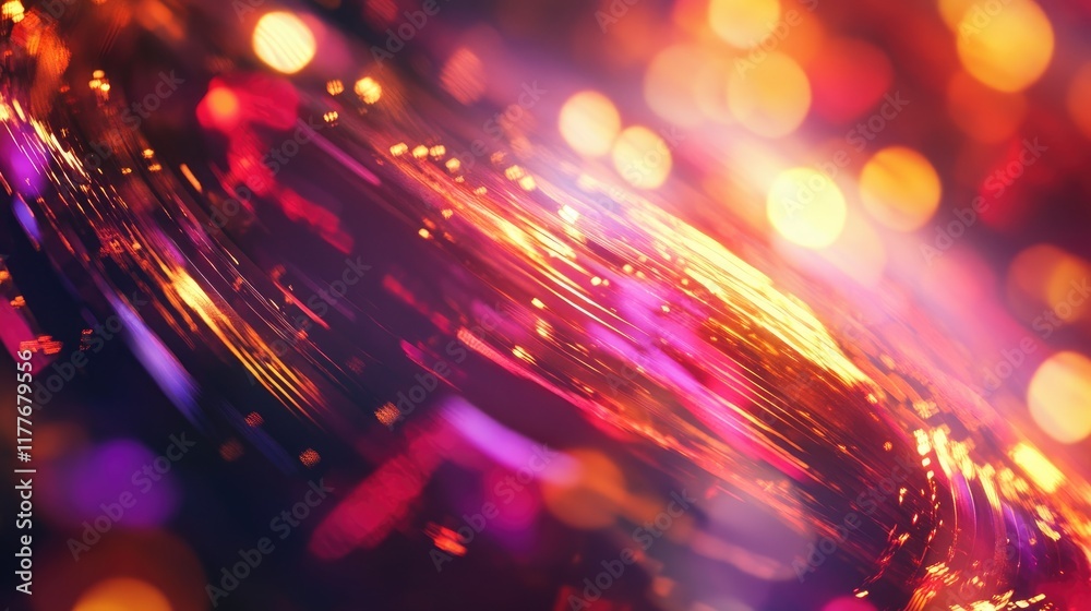 Poster colorful bokeh light abstract background with swirling patterns creating a dreamy and festive atmosp