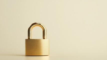 A classic gold padlock placed on a clean off-white background, timeless and elegant.