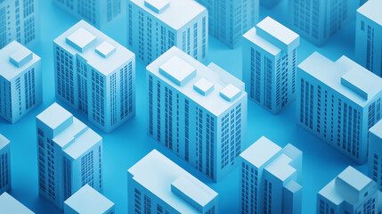 Fototapeta premium 3D render of a building vector. The contours of houses on a blue drawing