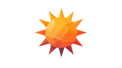 A hologram of the sun. The sun icon consists of polygons, triangles of points and lines. The sun icon is a low-poly compound structure. Technology concept vector.