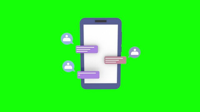 mobile pop up chat conversation empty Message box text element speech bubble concept 3d animation with Alpha Channel.