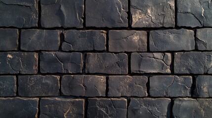 Fototapeta premium Textured Black Brick Wall Background for Architectural and Design Applications