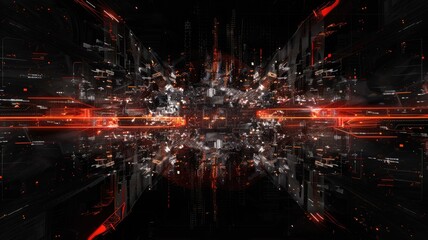 Fototapeta premium Explore a captivating futuristic data visualization featuring vibrant elements and dynamic lines. This abstract graphic embodies the essence of technology and innovation.