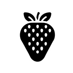 Strawberry Icon: A simple, bold silhouette of a strawberry, perfect for website design, branding, or app icons.  
