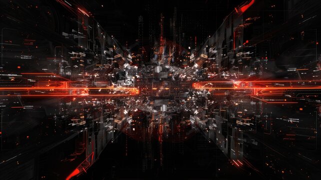 Explore a captivating futuristic data visualization featuring vibrant elements and dynamic lines. This abstract graphic embodies the essence of technology and innovation.