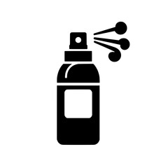 Spray Bottle Icon: A sleek, minimalist black and white icon depicting a spray bottle with a mist of droplets. This versatile icon is perfect for representing a range of concepts related to cleaning.