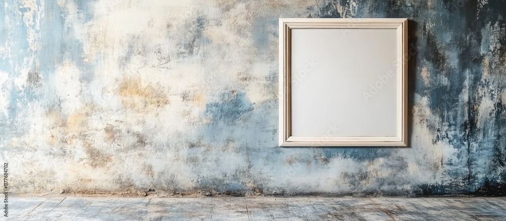 Poster elegant empty photo frame on a distressed textured wall with ample space for personalized text or ar
