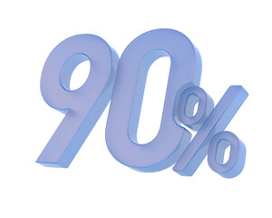 Ninety percent on white background. Isolated 3D illustration