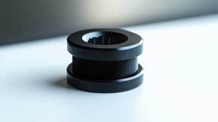 Black Mechanical Component on White Background