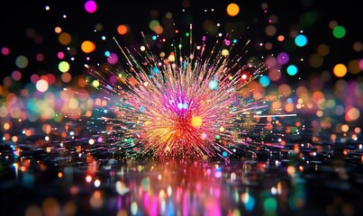 Obraz premium Colorful light burst, bokeh background, celebration, festive