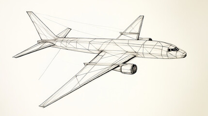 The Aircraft of the triangles. Aircraft low poly. Vector illustration. Aircraft bottom view
