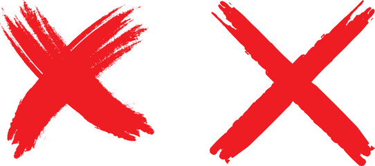 check mark, tick mark, and cross brush sign red checkmark and red X icons, buttons for vote, election choice decision, web.