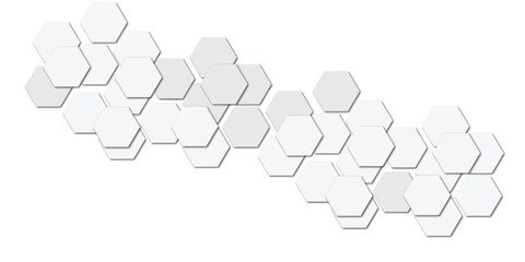 Geometric technology white and grey hexagon background. Abstract vector illustration Science technology and medical concept hexagon on transparent background.