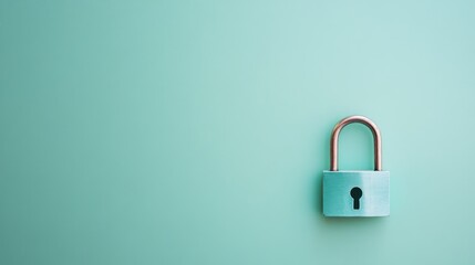 Glossy metal padlock against a pastel green background, soft and minimal composition.