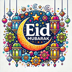 Fototapeta premium Eid Mubarak vector, muslim holiday