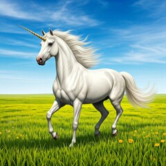 Fototapeta premium horse in the field unicorn