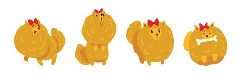 Pomeranian Spitz Doggy in Different Pose Vector Set