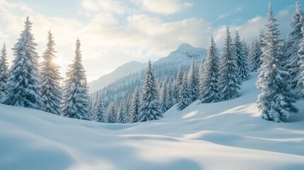 Naklejka premium Snowy Landscape for Christmas