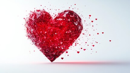 Red heart shape alone on a white background