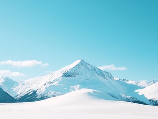 Serene Winter Mountain Peak: A Pastel Landscape