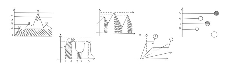 Statistics Chart and Graph Line Icon Vector Set