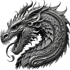 Dragon illustration with black color outline