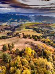 View from the drone of the Pieniny Mountains in Poland © ewelinaf