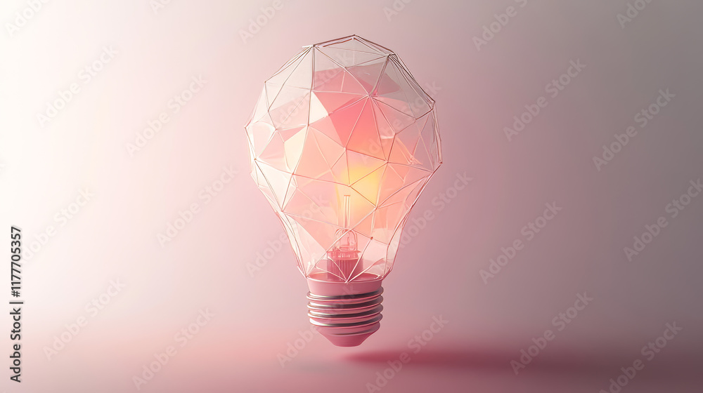 Poster hologram idea. a light bulb made of polygons, triangles of points and lines. the idea is a low poly 